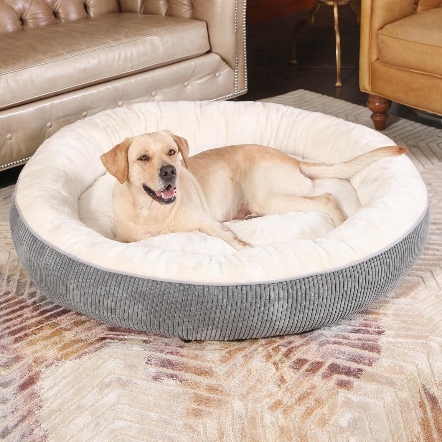 Archie Oscar Waterproof Donut Dog Bed 36 Inches Calming Round Dog Beds For Large Dogs Washable Anti Anxiety Cuddler Dog Bed With Removable Cover Dark Grey Large Wayfair